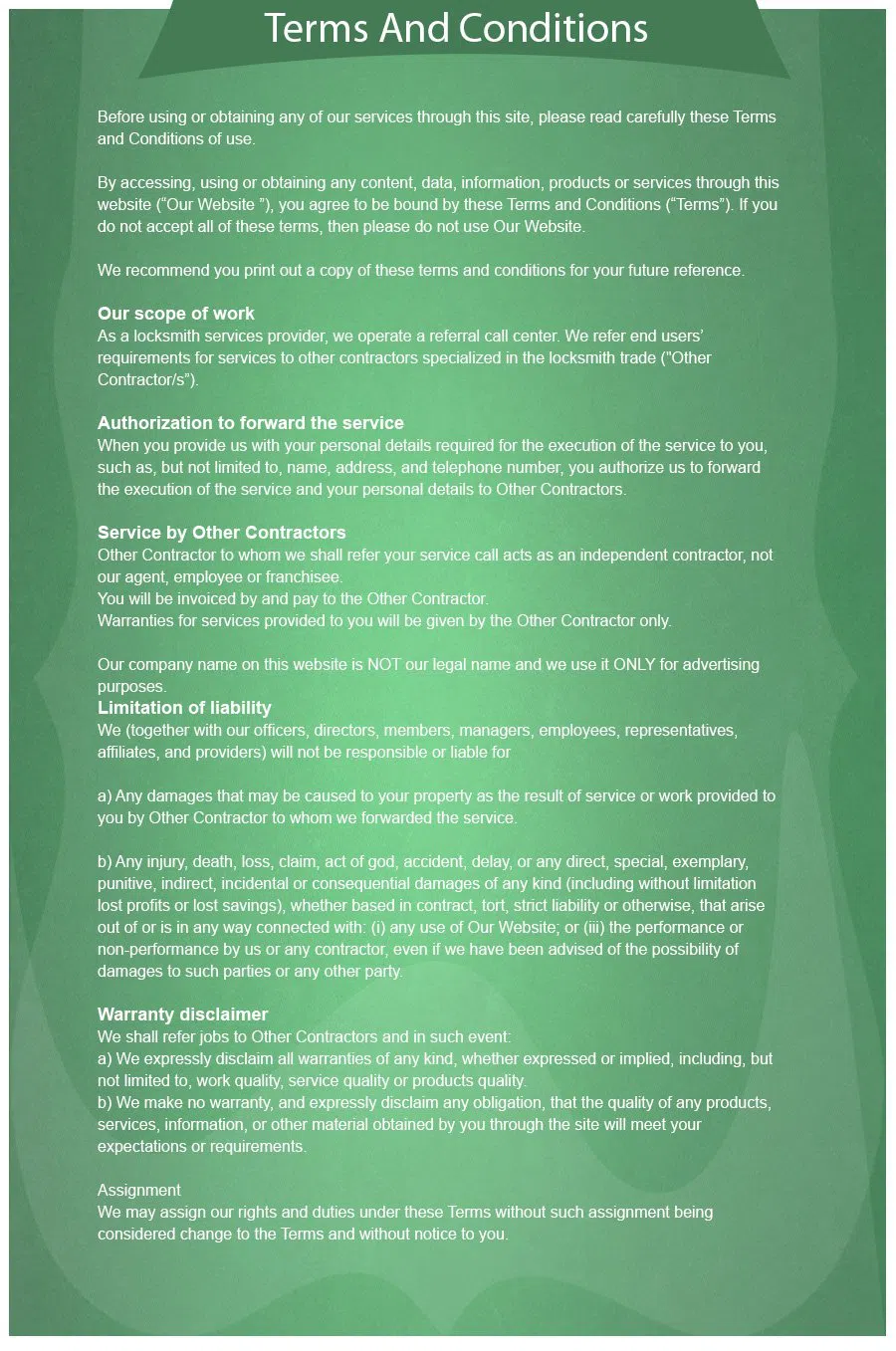 Indianapolis Community Locksmith Indianapolis, IN 317-810-0217 - terms-and-condition-68-16mod